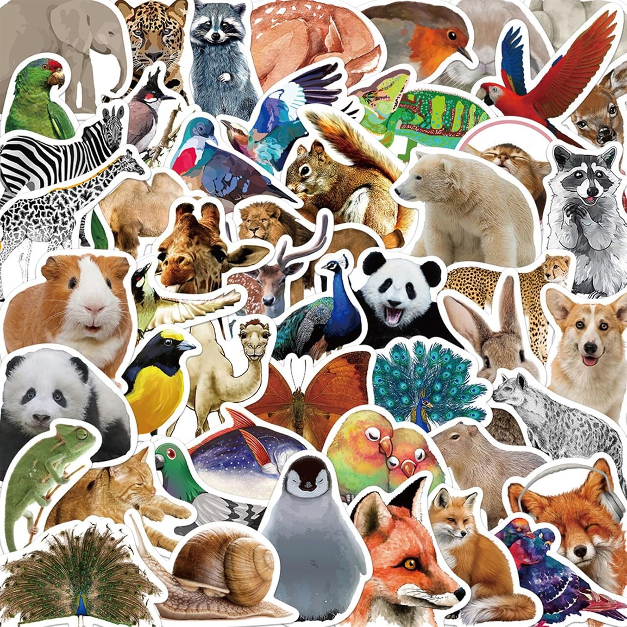 100PCS Cute Animal Stickers, Realistic Animals Aesthetic Decals Vinyl Waterproof Zoo Animals Stickers